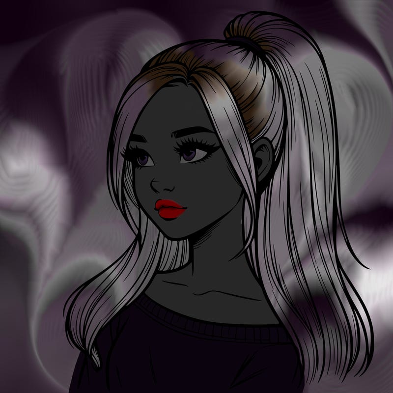 realistic girl with a high ponytail