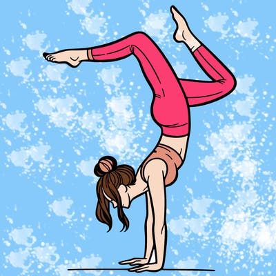 a woman doing a handstand