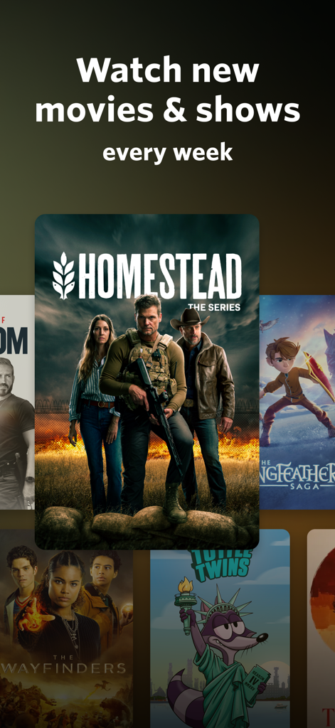 Angel app movies and shows including Homestead and Tuttle Twins