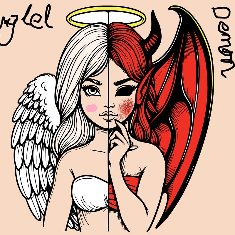 realistic angel half demon