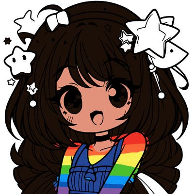 cute anime girl with star accessories