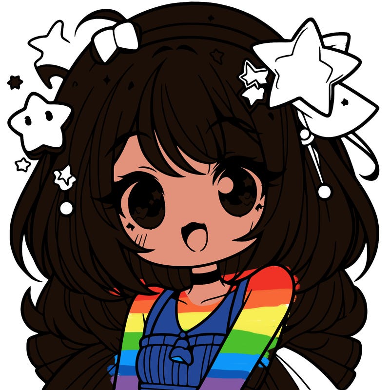 cute anime girl with star accessories