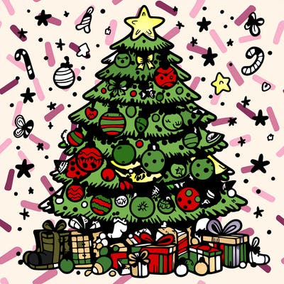 christmas tree with lots of decorations