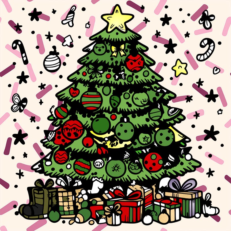 christmas tree with lots of decorations