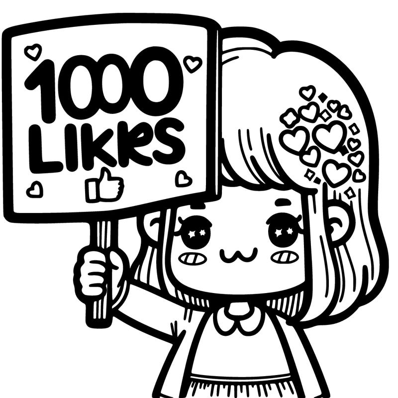 girl holding a sign  saying 1000 likes