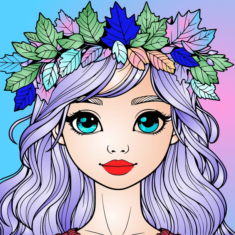 realistic girl with fall leaf crown