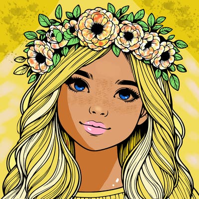 realistic girl with flower crown