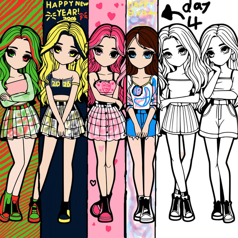 a group of girls realistic