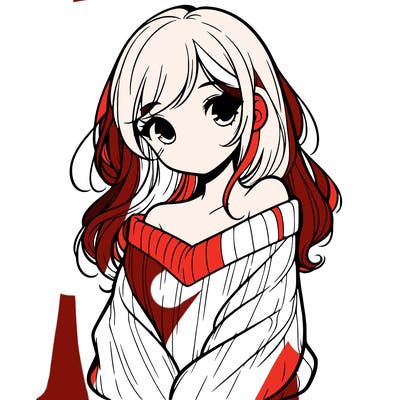 shy pretty girl wearing a sweater that is falling off one shoulder portrait