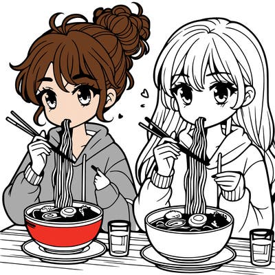 girls eating ramen