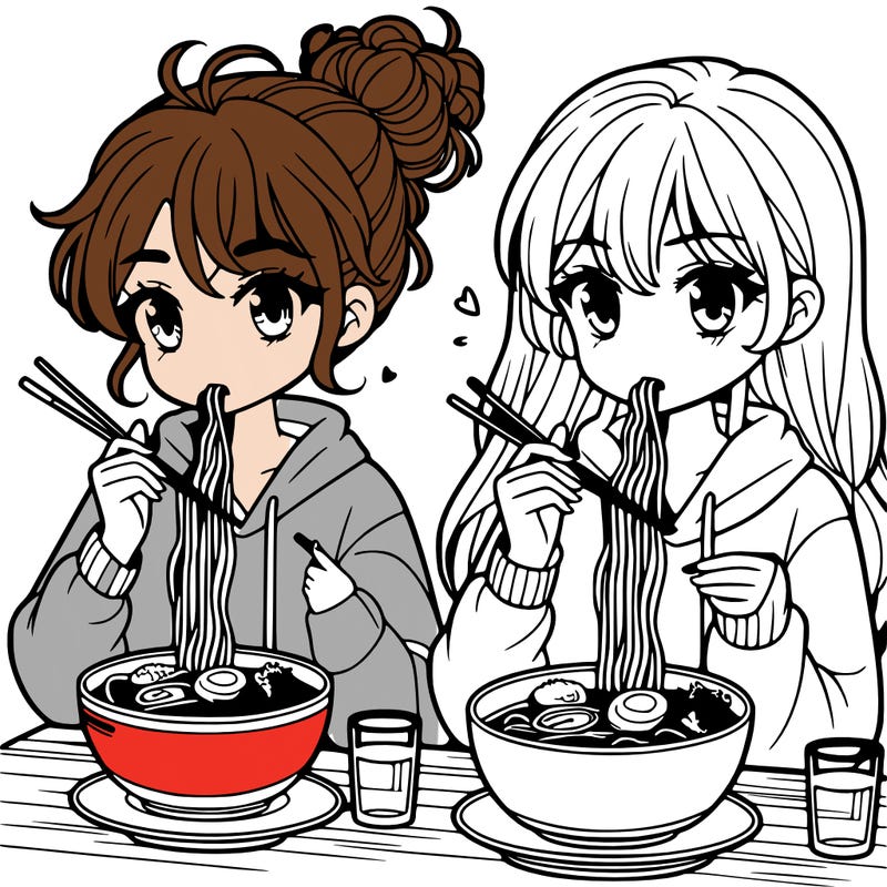 girls eating ramen