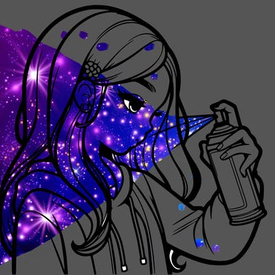 a realistic girl spray painting