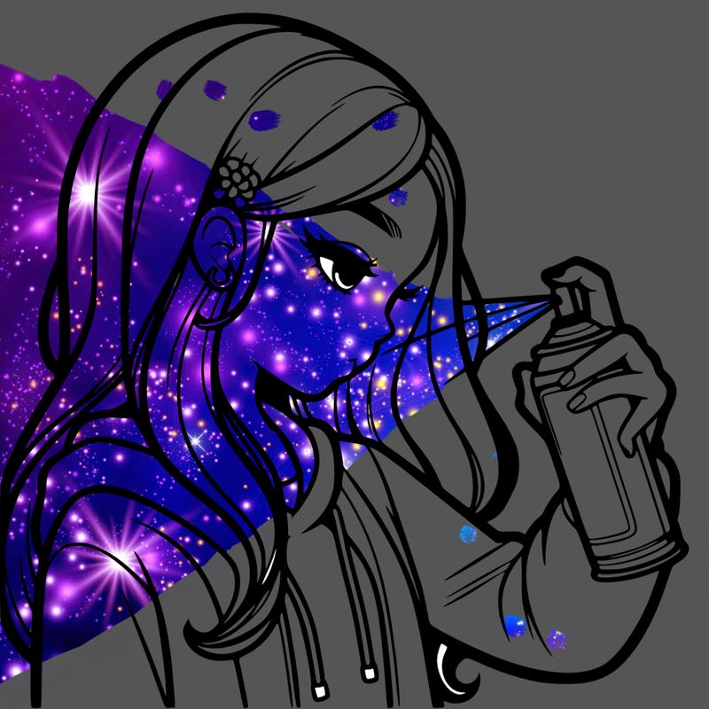 a realistic girl spray painting