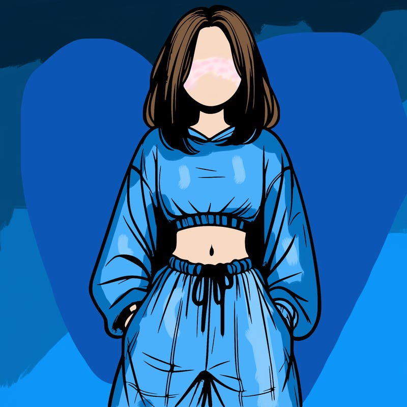 realistic girl faceless with baggy pants and a crop top