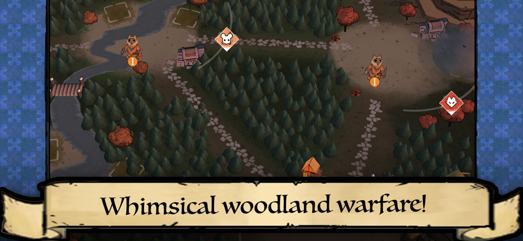 Root Board Game - Carte de jeu stratégique du Jeu de Société Root présentant des unités de chats dans une forêt