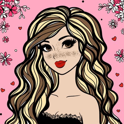 pretty woman with long wavy hair