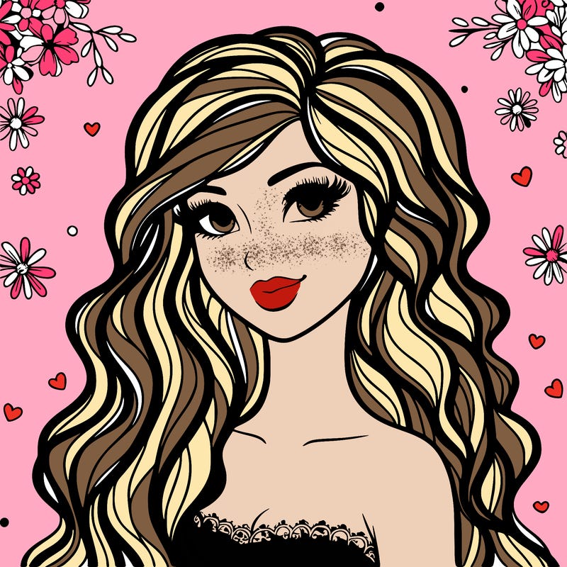 pretty woman with long wavy hair