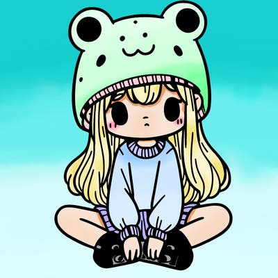 a girl wearing a frog hat and some frog socks