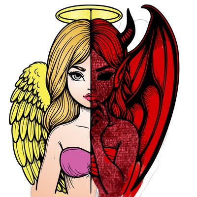 realistic angel half demon