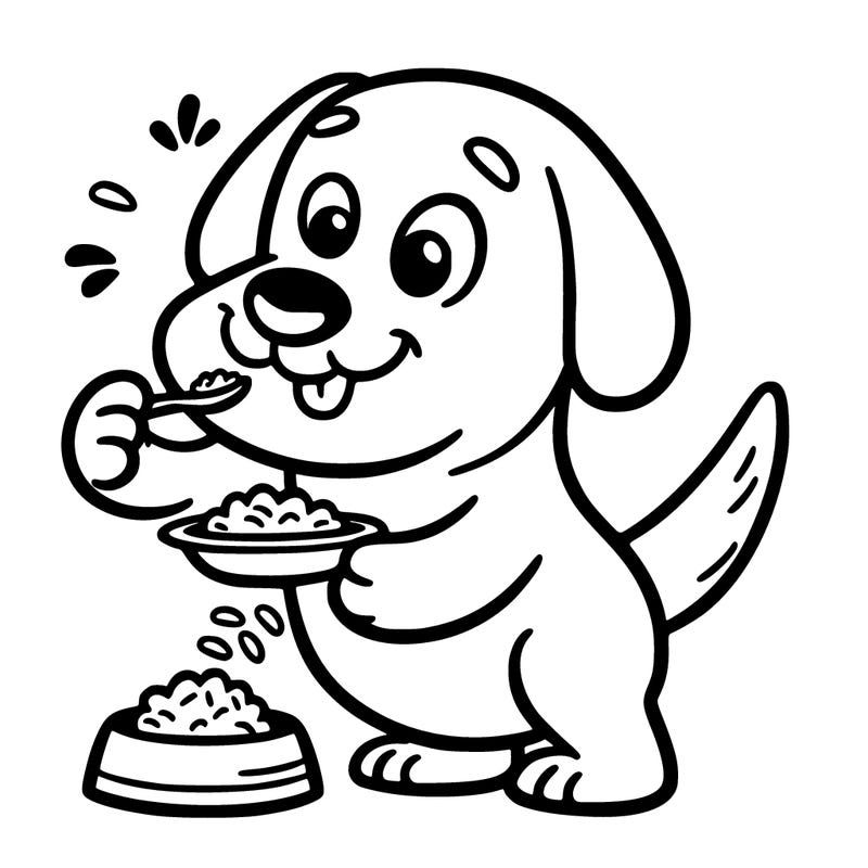 funny dog that likes to eat rice