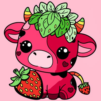 cute strawberry cow