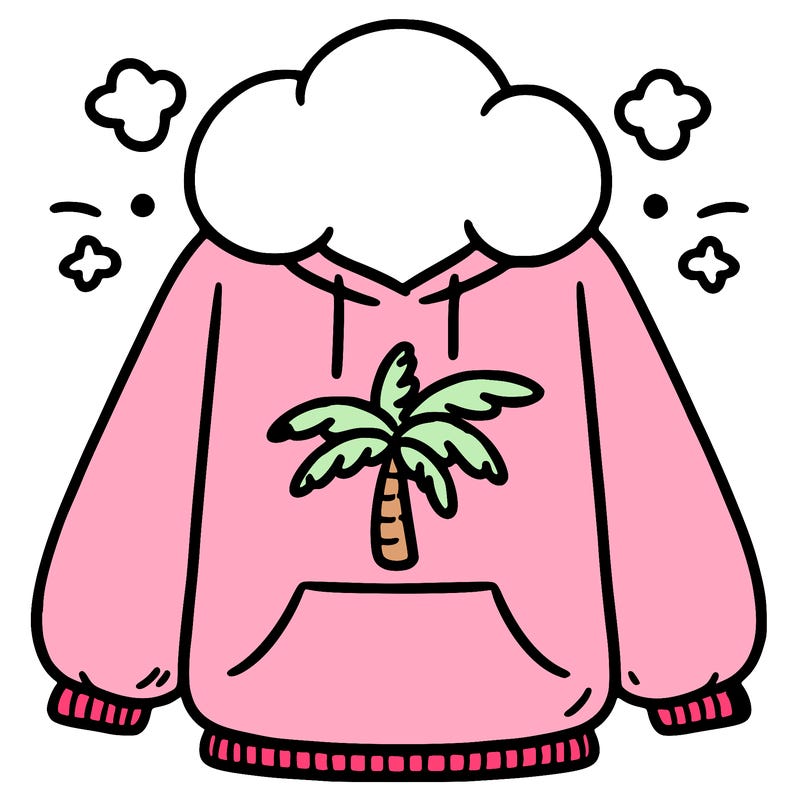 pink palm puff hoodie