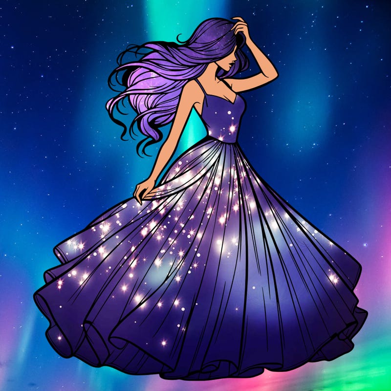 realistic woman with dress flowing in the wind