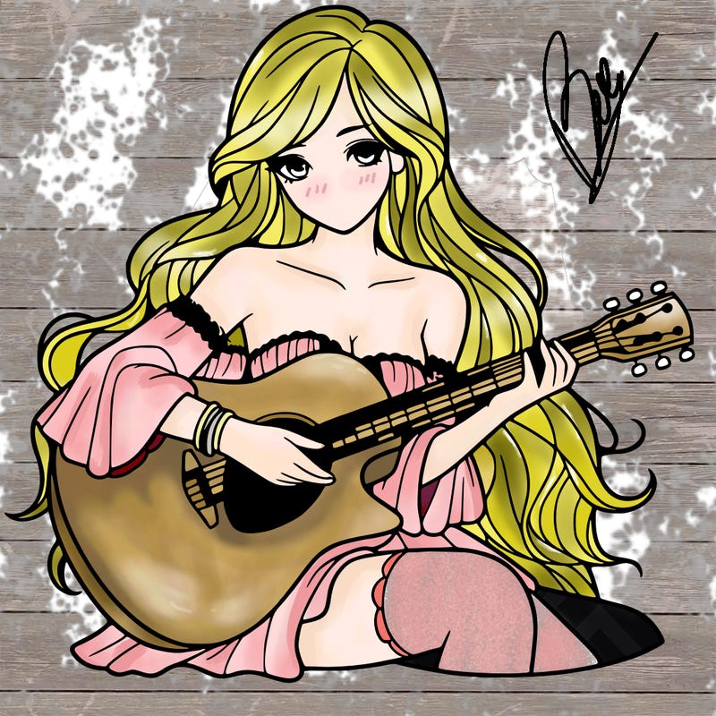 beautiful girl playing the guitar