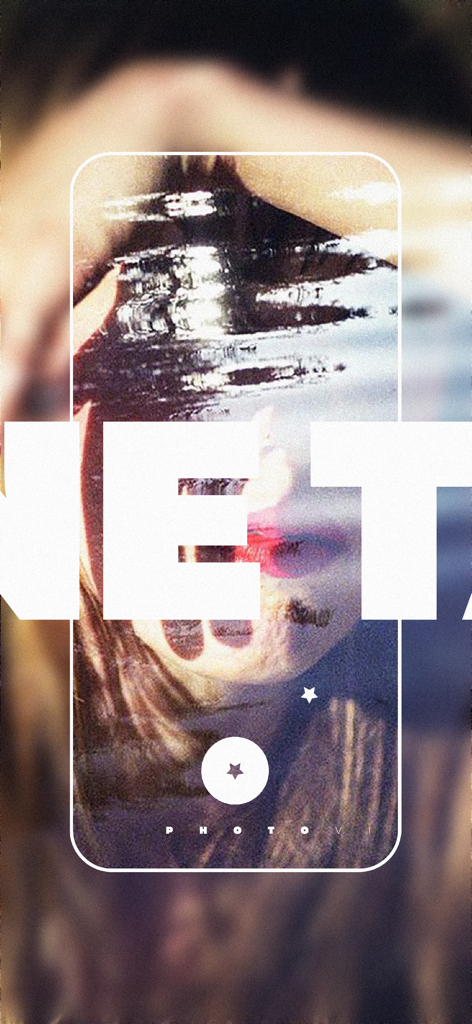 Foli: Dual Lens Camera Effects - Double exposure portrait with a grainy artistic filter on the Foli app camera screen