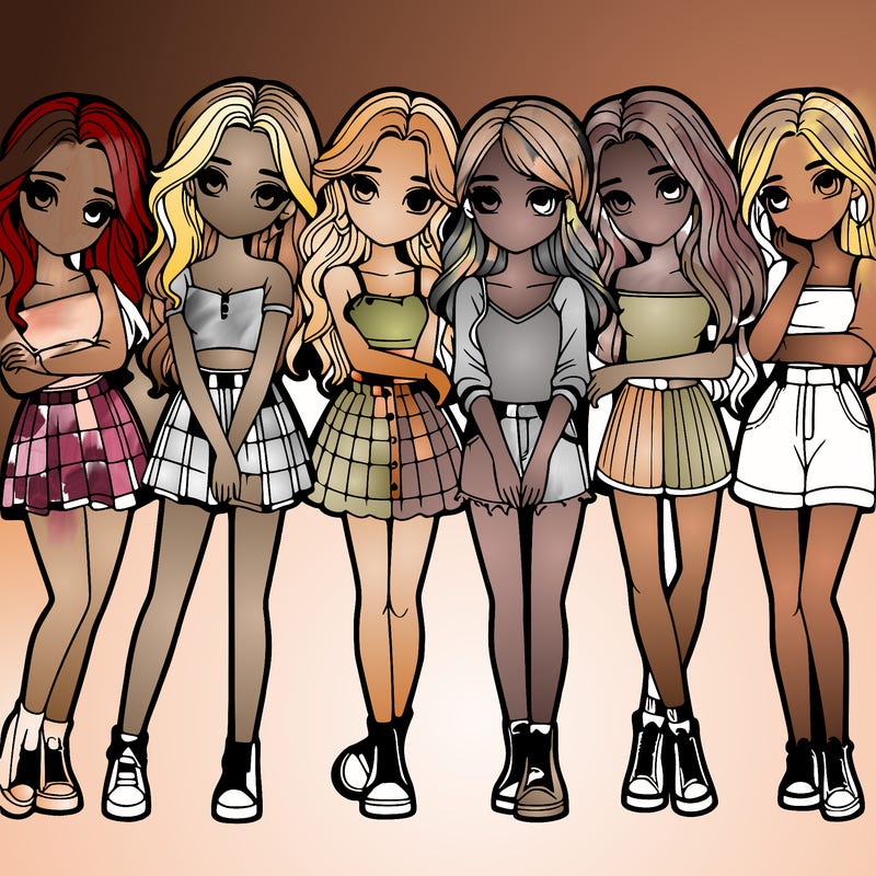 a group of girls realistic