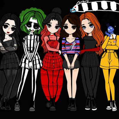 a group of girls realistic