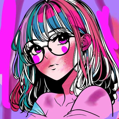 manga woman character with glasses and nice lips