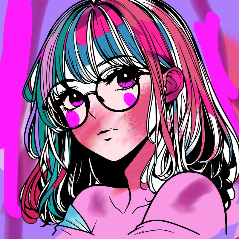 manga woman character with glasses and nice lips
