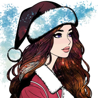 realistic girl in santa hat