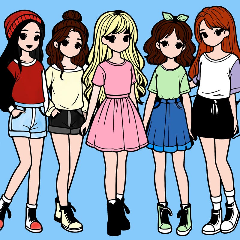 a group of five girls