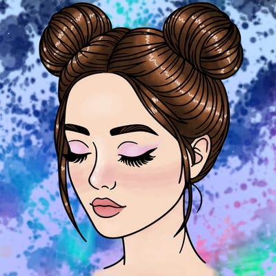 woman with hair buns
