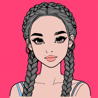 realistic girl with braids