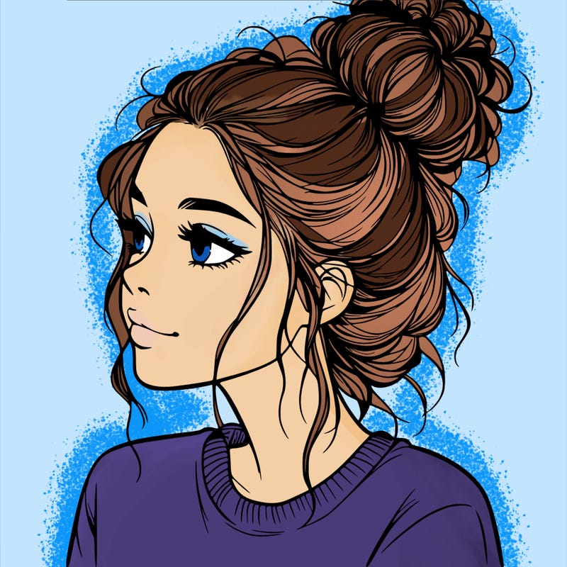 a realistic girl with a messy bun