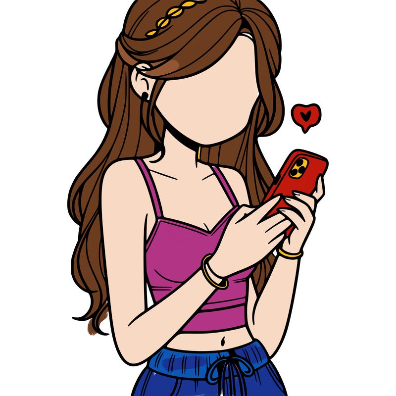 girl with crop top texting on her phone