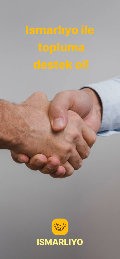 Ismarlıyo - Öğrenciye Ismarla - Dos manos estrechándose en representación del apoyo comunitario y la conexión social dentro de la aplicación Ismarlıyo