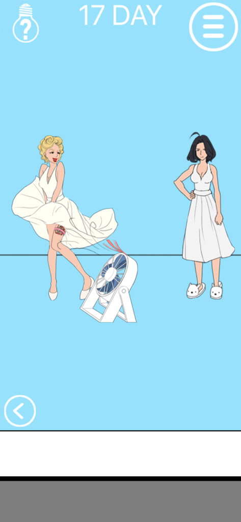 Hidden my ramen by mom 2 - A humorous puzzle level from Hidden my ramen by mom 2 featuring a character parodying Marilyn Monroe