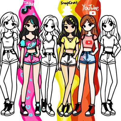 a group of girls wearing crop tops and shorts