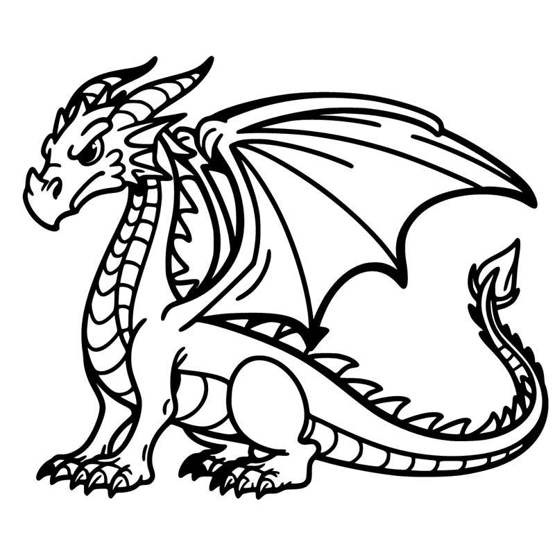 dragon, coloring book style