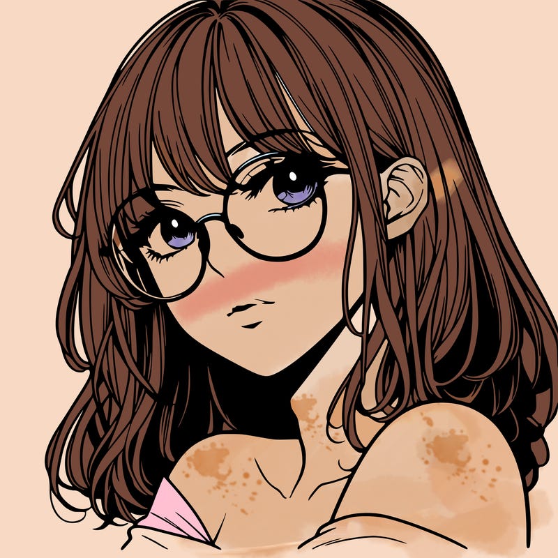 manga woman character with glasses and nice lips