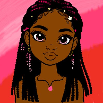 a realistic black girl with braids