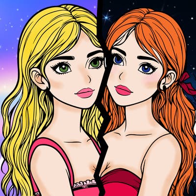 split realistic girl