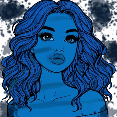 realistic girl with wavy hair and lips