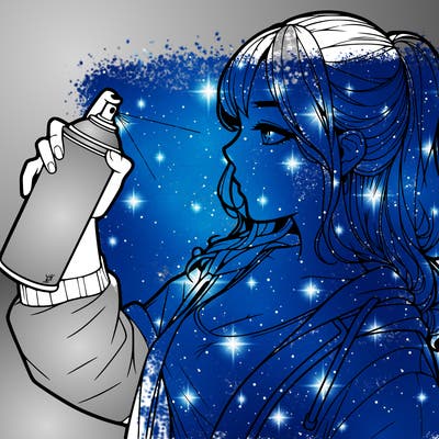 a realistic girl spray, painting