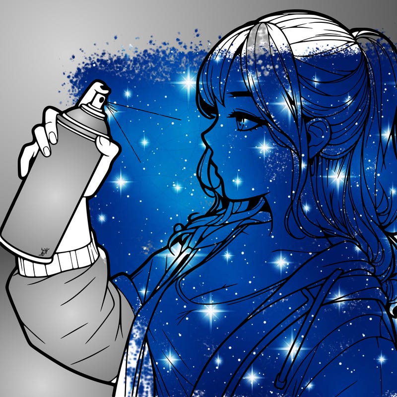 a realistic girl spray, painting