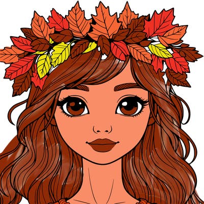 realistic girl with fall leaf crown